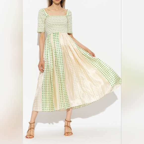 tory burch green silk dress Kids Light Green and Pink Floral Theme Gown Online main image 0
